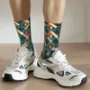 Calzini da uomo a compressione con motivo a rombi adesivo Retro Harajuku Diamond Hip Hop Novità Crew Crazy Sock