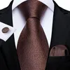 Classic Brown Solid Ties For Men With Tie Ring Brooch Pocket Square Cufflinks Mens Wedding Business Neck Tie Corbatas Gift Men 240123