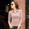 Polos Para Mujer Spring Spring Stirts and Blouses Woman Tops Long Sleeve Tshirt Polo Neck Shirt Solid Polo Shirt Women 240124