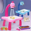 Barnmålningskortleksaker Kids Led Projector Art Drawing Table Desk Arts Toy Early Education Learning Tool for Girl 240131