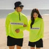 Roupa de banho feminina terno de mergulho surf verde manga comprida casal solto encaixe casual férias proteção solar esportes ao ar livre praia maiô