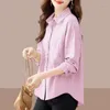 Vrouwen Blouses Shirts 2024 Lente Herfst Mode Gestreepte Kpop Oud Geld Stijl Chic Blouse Vrouw Kleding Top Dame Kleding Y2k