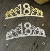 Ouro prata 18 anos de idade festa de aniversário coroa nova chegada princesa tiara menina glitter brilho bonito headbands acessório de cabelo8977273