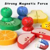 Montessori Puzzle Toys Kolor Fruit Kształt poznawczy Dopasowywanie przyczepności trening Childrends Magnetyczne drewno 240202