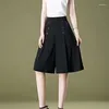 Calças femininas verão moda feminina sólida oversize saia coreano cintura alta versátil streetwear bastante casual na altura do joelho calças
