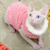 Kattdräkter Sphynx kläder Kitty vinter varm faux päls tröja outfit kattunge mode hög krage kappa pyjamas jumpsuit för katter