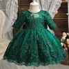 Vêtements pour bébés filles avec nœud dos nu, pour fête d'anniversaire de 1 à 5 ans, broderie de fleurs, robe de luxe élégante, robes de noël pour enfants en bas âge 240131