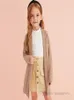 Ins Girls Sweater Cardigan Children Open Front Long Sticking Outwear Kids Vertical Stripe Knit Princess Clothing Q2186242W3608531