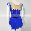 Scenkläder Liuhuo Ice Dance Figure Skating Dress Women Adult Girl Teens Anpassa kostymprestanda Blue Children Kid Kid