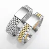 Rostfritt stål Böjt slutklocka 13 17 18 19 20 21 22mm 5beads Solid Metal Watch Strap Wrist Armband Turtle Buckle W Tool 240125