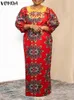 Plus Size 5XL VONDA Maxi Dress Donna Estate Vestito estivo Bohemian Vintgae Lantern Sleeve Stampato floreale Casual Abiti lunghi 240130