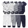 Unisex 6/9/10Pieces Cotton Born BodysuitsPants Baby Girl Clothes Sets Cartoon Print Short Sleeve Baby Boy Clothes Bebes 240124