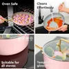 Cookware Sets Non-stick Set Pink Pots And Pans Luxury Gold Induction Compatible PFOA Free 15 PCs