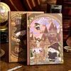 Harry Rabbit 's School of Witchcraft and Wizardry 노트북 귀여운 화려한 일러스트레이션 하드 커버 일기 주간 플래너 메모장 240119