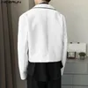 Inderun męskie myszy Patchwork Long Lapel One Button Fashion Cropped Coats Suits Men Streetwear Mężczyzna S5XL 240124