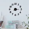 Väggklockor 3D DIY Roman Numbers Acrylic Mirror Sticker Clock Home Decor Mural Decaler Dekorativa fashionabla avancerade avancerade