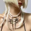 Choker Doorn Parelsnoer Elegante Kralen Kettingen Partij Sieraden ABS Materiaal Cadeau Voor Vrouwen Drop