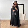 Casual Jurken Herfst Mode Moslimvrouwen Jurk Elegante Effen Chiffon Mantel Satijnen Dubai Abaya
