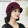 100 Australië Wolvilt Hoed Womens Herfst Winter Kerk Cloche Hoeden Elegante Banket Nertsen Bont Fedora 240127