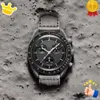 Planet Moonswatch Bioceramic Moon 남성 시계 전체 기능 Quarz 크로노 그래프 디자이너 Mercury 42mm Watch Limited Edition Wristwatches