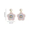 Boucles d'oreilles à clous pour femmes, 1 paire, romantique, douce, fleur acrylique, grande tendance, accessoires bijoux de fête bohème, été 2024