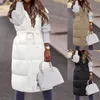 Women's Vests Winter Women Long Hooded Vest Solid Padded Waistcoat Warm Sleeveless Quilted Parka Jacket Coats Female Casual Down Cotton