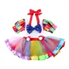 Ensembles de vêtements bébé fille été ensemble enfant en bas âge enfants robe de fête de cirque hauts courts tenues de bretelles vêtements d'Halloween