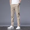 Herrenhosen Frühling Herbst Casual Männer Dick Stretch Slim Fit Elastische Taille Baumwolle Business Classic Koreanische Hosen Männlich Khaki Grau 38