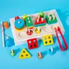 3In1 Baby Montessori Fishing Toys Wooden Puzzles Shape Sorter Toy Toddlers Educational Stacking for 25Y Wood Sensory 240202