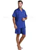 Herren-Pyjama aus Seidensatin, Pyjama-Pyjama, kurzes Set, Nachtwäsche, Loungewear, U.S. SMLXL2XL3XL 4XL Solid__6Colors 240202