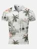 Polos Coconut Tree Hawaii Print 3D Polo zamek błyskawiczny Koszulka z krótkim rękawem dla mężczyzn