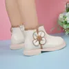 Stiefel Mädchen Kurze Seite Zipper Blumen Nette Kinder Mode Casual Schuhe Elegante Vielseitig Spitze Koreanischen Stil Kinder Schuh