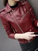 Aelegantmis Autumn Short Soft Faux Leather Jacket Women Fashion Zipper Motorcycle PU Leather Jacket Ladies Basic Street Coat 240124