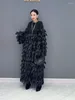 Повседневные платья Vefadisa, осень 2024, женская персонализированная многослойная юбка, длинное свободное модное черное платье для девочек ZY2273