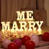 Led 3D English Letter Night Light Marry Me Marriage Proposal Night Lamp Wall Hanging Creative Wedding Party Outdoor Indoor Decor 240124