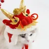 Hundebekleidung im chinesischen Stil für Katzen und Hunde für Urlaub, Party, warmes Jahr, Haustier, Löwe-Tanz-Liner, niedlicher weicher Fleece-Hut P6T8