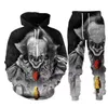 Nieuwe Mannen/Dames Halloween Horror Film Clown Grappige 3D Print Mode Trainingspakken Hip Hop Broek + Hoodies Trainingspak sets RA76