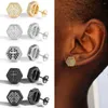 Boucles d'oreilles Homme croix empreinte pour hommes glacé zircon cubique couleur or Piercing oreille Cool Hip Hop bijoux femmes OHE156