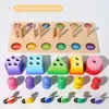 3 I 1 Montessori block Set Stacking Fishing Catching Bees Cutting Fruit Game Tood Early Education Color Cognition Toys 240202