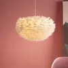 Lampes suspendues modernes lustre en duvet d'oie chambre étude salon salle à manger plume lumière créative romantique décorative