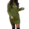 Ethnische Kleidung Damen-Halloween-Sweatshirt, bedruckt, langärmelig, O-Ausschnitt, übergroß, leicht, Midi-Pullover-Kleid