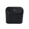 Car Organizer Door Hanging Garbage Storage Box Vehicle Dust Case Accessories Multifunction Black Abs Square Press Type Trash Can