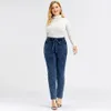 LIH HUA femmes grande taille jean automne haute Stretch coton tricoté Denim pantalon décontracté doux jean 240202