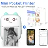 Pocket Mini Yazıcı Taşınabilir Bluetooth Termal Yazıcı İOS Android Akıllı Telefon Mobil Kablosuz Etiket Makbuz Sticker PO 240123