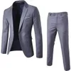 2 unids/set trajes masculinos Blazer vestido Formal de negocios delgado chaleco novio Traje De Hombre exquisito conjunto de oficina chaqueta delgada 240122