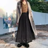 Spódnice puste koronkowe rok 2024 design kobiety urocze słodkie dziewczyny kwiat czarny retro vintage długa spódnica maxi
