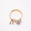 Link Bracelets High Quality Gold Plated Stainless Steel Crystal Butterfly Large Hole Charm Bracelet For Women