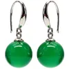 Dangle Oorbellen Groene Echte Jade Kraal Accessoires Vrouwen Natuurlijke Sieraden Energie Charme Mode Cadeau Vintage Geschenken 925 Zilveren Amulet