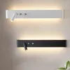 Vägglampa zerouno modern led multifunktionell läsning fixtur säng rum headboard natt bakgrundsbelyst