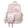 Skolväskor japansk trend kontrast färgflicka ryggsäck mitt söt väska stor kapacitet casual resedator bok kvinnor